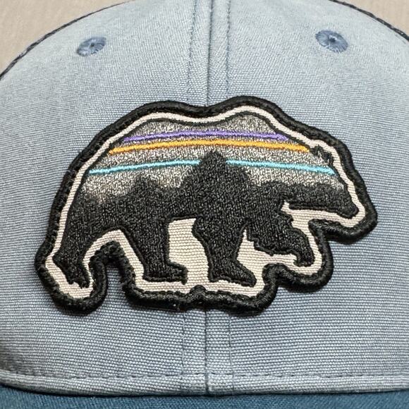 Patagonia Fitz Roy Bear Snapback Blue Hat Cap Mesh Trucker - Picture 2 of 7